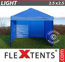 Pop up Canopy FleXtents Light 2.5x2.5 m Blue, incl. 4 sidewalls