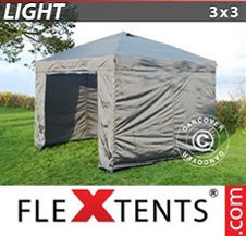 Pop up Canopy FleXtents Light 3x3 m Grey, incl. 4 sidewalls