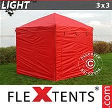 Pop up Canopy FleXtents Light 3x3 m Red, incl. 4 sidewalls
