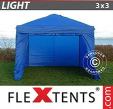 Pop up Canopy FleXtents Light 3x3 m Blue, incl. 4 sidewalls