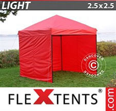 Pop up Canopy FleXtents Light 2.5x2.5 m Red, incl. 4 sidewalls