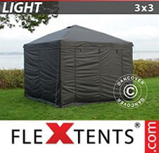 Pop up Canopy FleXtents Light 3x3 m Black, incl. 4 sidewalls