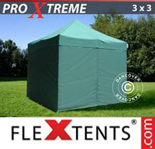 Pop up Canopy FleXtents Pro Xtreme 3x3 m Green, incl. 4 sidewalls
