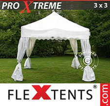 Pop up Canopy FleXtents Pro Xtreme "Wave" 3x3m White, incl. 4 decorative curtains
