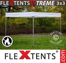 Pop up Canopy FleXtents Pro Xtreme 3x3 m, White, Flame Retardant