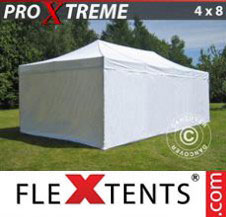 Pop up Canopy FleXtents Pro Xtreme 4x8 m White, incl. 6 sidewalls