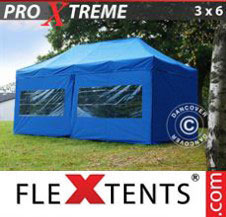 Pop up Canopy FleXtents Pro Xtreme 3x6 m Blue, incl. 6 sidewalls