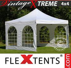Pop up Canopy FleXtents Pro Xtreme Vintage Style 4x4 m White, incl. 4 sidewalls