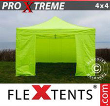 Pop up Canopy FleXtents Pro Xtreme 4x4 m Neon yellow/green, incl. 4 sidewalls