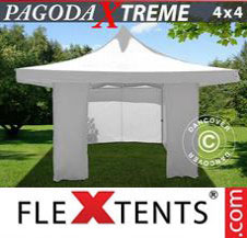 Pop up Canopy FleXtents Pro Xtreme 4x4 m / (5x5 m) White, incl. 4 sidewalls