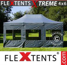 Pop up Canopy FleXtents Pro Xtreme 4x6 m Grey, incl. 8 sidewalls