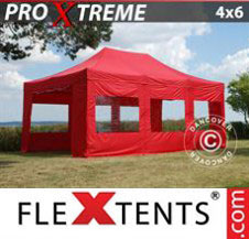 Pop up Canopy FleXtents Pro Xtreme 4x6 m Red, incl. 8 sidewalls