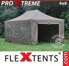 Pop up Canopy FleXtents Pro Xtreme 4x6 m Camouflage/Military, incl. 8 sidewalls