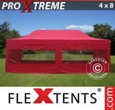 Pop up Canopy FleXtents Pro Xtreme 4x8 m Red, incl. 6 sidewalls