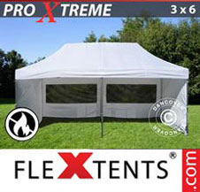 Pop up Canopy FleXtents Pro Xtreme 3x6 m White, Flame retardant, incl. 6 sidewalls